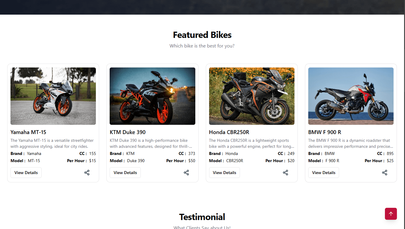 Bike Rental Service Website - Screenshot 1